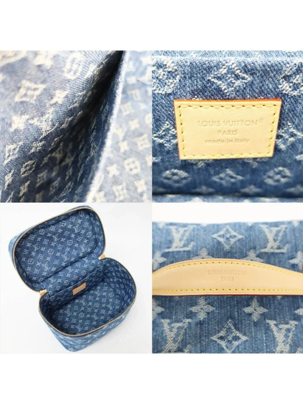 Louis Vuitton Nice Mini Vanity Bag Monogram Denim Leather Blue